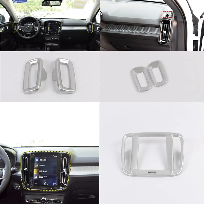 Для Volvo XC40 ABS автомобильный Стайлинг интерьер верхняя боковая консоль приборная панель навигация вентиляционное отверстие выход крышка планки - Название цвета: 5 pieces Matte