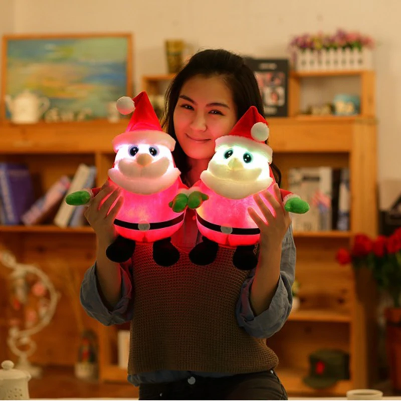 Светодиодный светильник 30 см, пение Рождественской песни, красочные светящиеся плюшевые игрушки Санта Клауса, милые подарки для детей