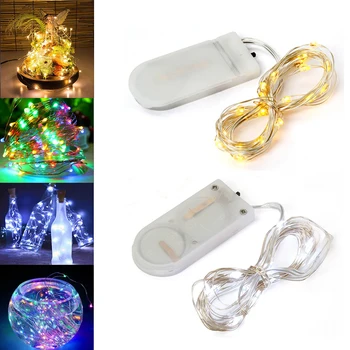 

5M 50 LED Silver Wire String Lights CR2032 Operated Fairy Garland For New Year Christmas Home Wedding Decoration With Battery