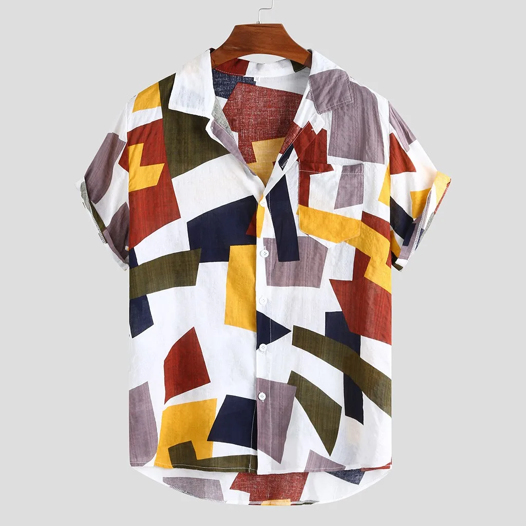 Mejor Compra Camisa hawaiana suelta de manga corta con botones para hombre, ropa informal de playa, retro xXK3ppaoJ