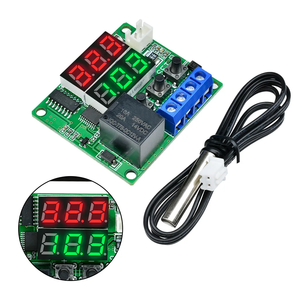 DC 12V Dual LED Digital Thermostat Temperature Controller Timer Relay Module 