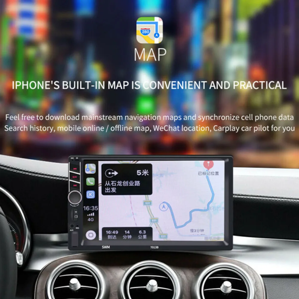 7 дюймов Автомобильный Bluetooth стерео радио плеер для Apple CarPlay двойной Din Android плеер FM MP5 музыкальный мультимедийный плеер