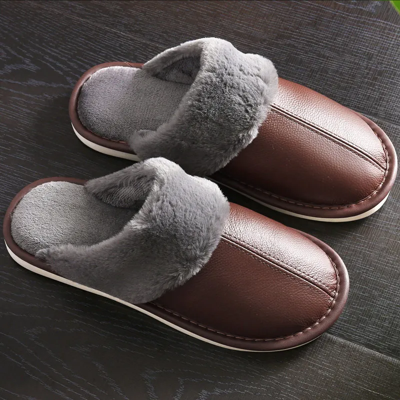 Men`s Leather Winter Warm Slippers 100% Natural Leather size:UK6,7,8,9,10,11,12 