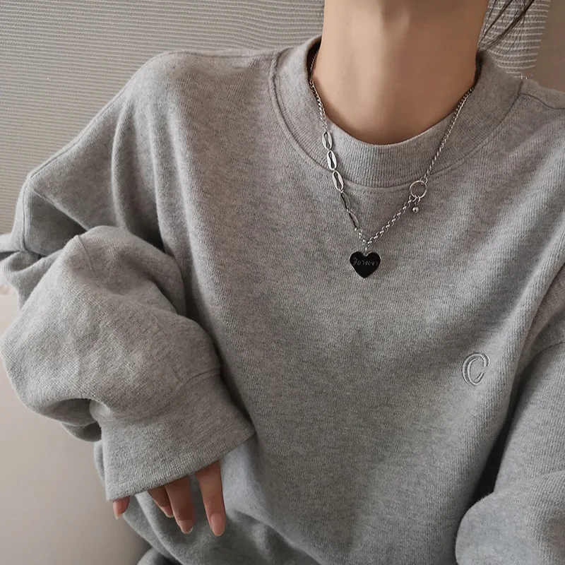 Korean New Fashion Temperament Personality Tidal Titanium Steel Love Letter Net Red Women's Necklace | Украшения и аксессуары
