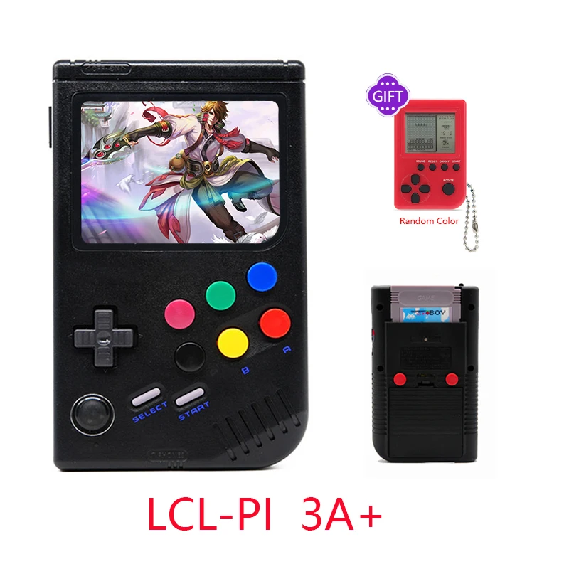 Портативная Ретро игровая консоль LCL-Pi Boy Raspberry Pi 3A+ для игрового мальчика 3,5 дюймов, портативный игровой плеер, Встроенные игры 5000 - Цвет: Black