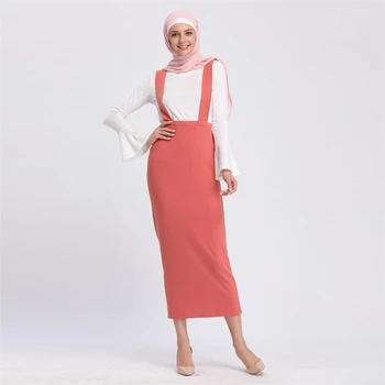 

Fashion Muslim womens dress overalls skirt islamic clothing turkey dubai arab long suspenders skirts Pencil female