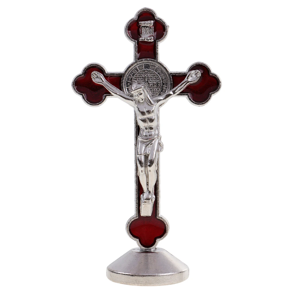 3.1 inch Metal Crucifix Model Jesus Christ Statue with Magnetic Base, Catholic Decor for Home Office Bar Club Party