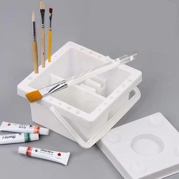 

Bucket For Washing Brushes 3 in Plastic Square Bucket with Holder Brush Wash Bucket Multifunctional Washing Container