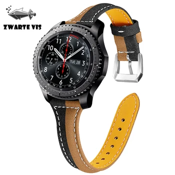 

Smart strap for Samsung Galaxy 46mm / S3 smart watch first layer cowhide strap cross contrast leather belt 22mm smart strap