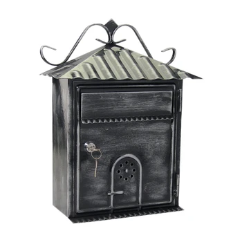 

Letter Box, Metal Letter Box Retro Black Vertical Lockable Mailbox, Anti-Rust ,Photography Props Fresco Wedding Bar Cafe Home De