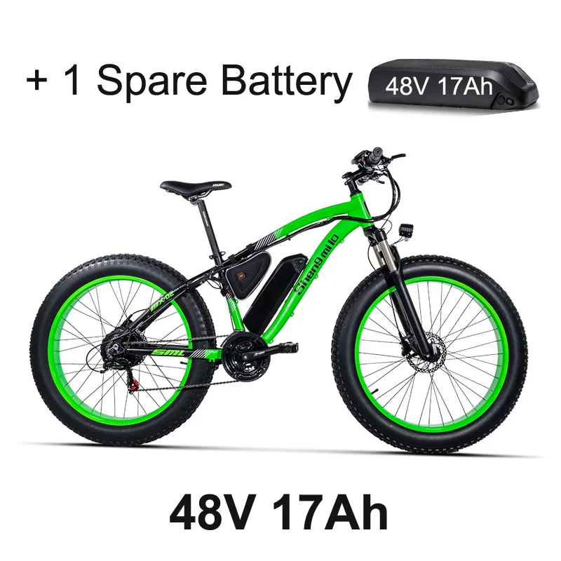 Green Plus 26-дюймовый песок, 21 Скорость электрический велосипед, 48В, 17Ah большой Ёмкость Батарея, 500W лучший бренд двигателя, передняя вилка с амортизацией амортизационная вилка для велосипеда - Цвет: Green Plus