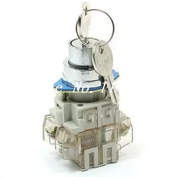 

660V 10A NO NC 2 Position Key Latching Push Button Switch 4 Pin