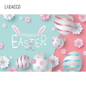 

Laeacco Easter Eggs Rabbit Flowers Polka Dots Baby Photophone Photography Backgrounds Photographic Backdrops For Photo Studio
