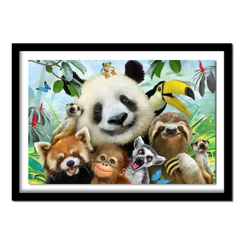

DIY Diamond Painting Cross Stitch Square Diamond Needlework Crafts Full Diamond Embroidery Animal panda ZB982
