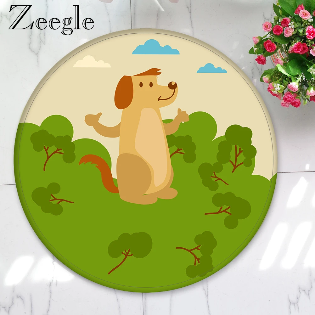 Zeegle Round Carpet Living Roon Mat Carpet Kids Room Rug Bedroom Carpet Office Floor Mat Absorbent Bathroom Mat Shower Rug