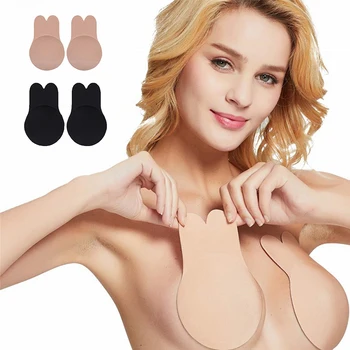 

Women PushUp Bras For Self Adhesive Silicone Strapless Invisible Bralette Reusable Sticky Breast Lift Up Kawaii Rabbit Brassiere