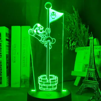 

Game Super Mario Passing Level Bros Jump Flag LED Night Light Kids Friends Gift 3D Illusion Lamp for Bedside Table Decor