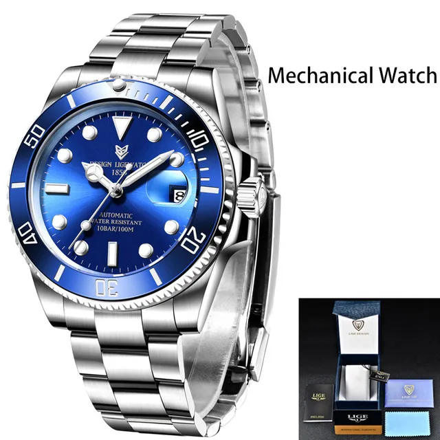 2022 LIGE Watch Men Automatic Mechanical Tourbillon Clock Fashion Sapphire Glass 316L Steel 100 Waterproof Watches NH35 Movement 