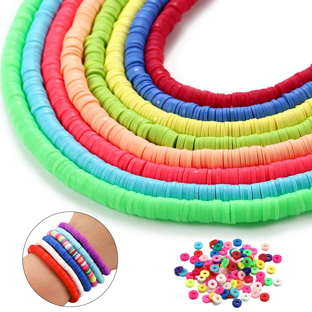 

15Inch Multicolor Polymer Clay Chip Disk Loose Spacer Slices Beads for DIY Necklace Bracelet Jewelry Findings Making Accessories