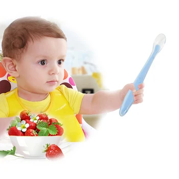 

Hot Sale Utensils Baby Spoons Soft Solid Color Silicone Feeding Set ABS Safe Easy Use Infant Boy Girl Feeding Spoon