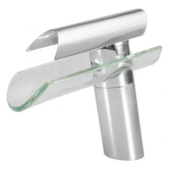 

Waterfall Faucet Bathroom Washbasin Sink Faucet Glass Waterfall Chrome Basin Mix Water Tap