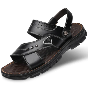 

large size men luxury fashion cow leather sandals outdoors beach shoes platform summer sadalias zapatos de hombre sandles sandal