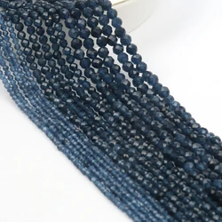 Natural Blue Sandstone Faceted Mineral Beads for DIY Jewelry and Gifts, 15'' Strand (Sapphire)
