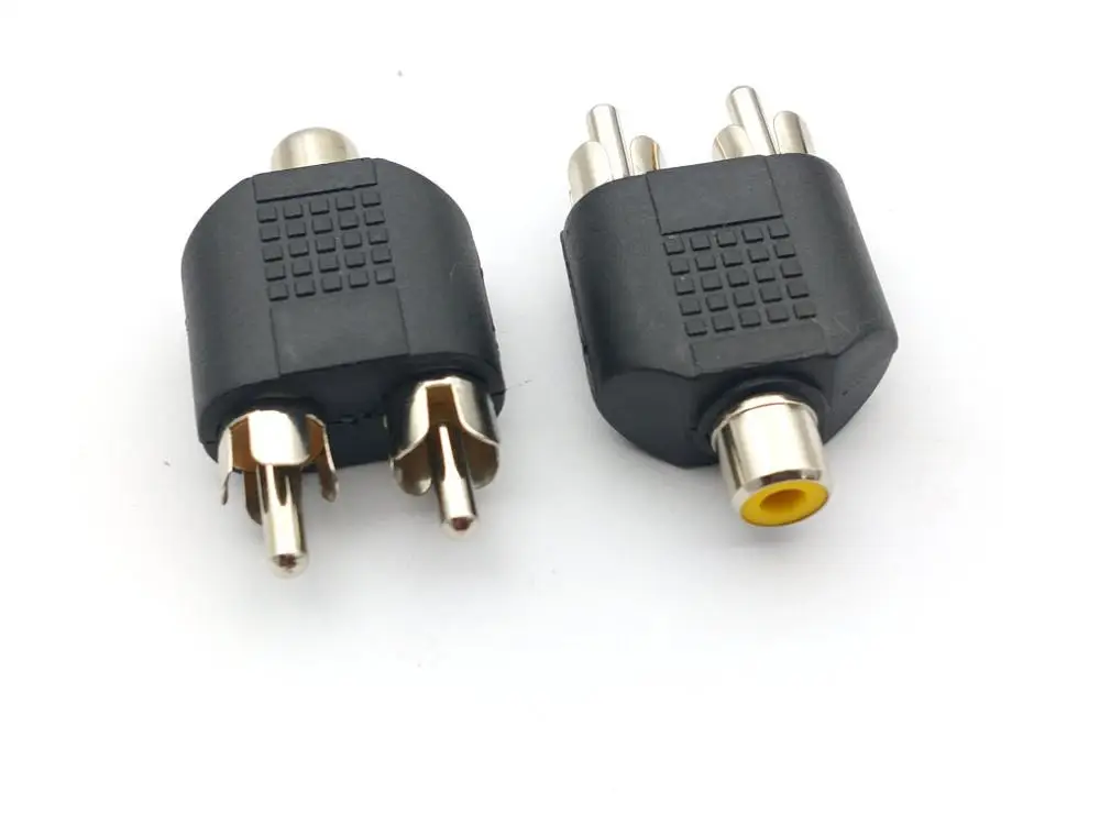 100 шт. двойной RCA штекер к 1 x разъем мама Phono AV разъем|Соединители| |