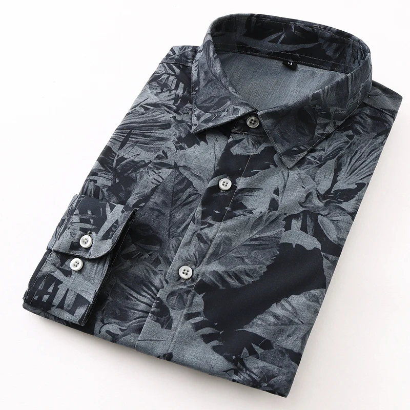 

Men's autumn floral shirt Long sleeve plus size 5XL 6XL 7XL Business casual youth long-sleeved shirt