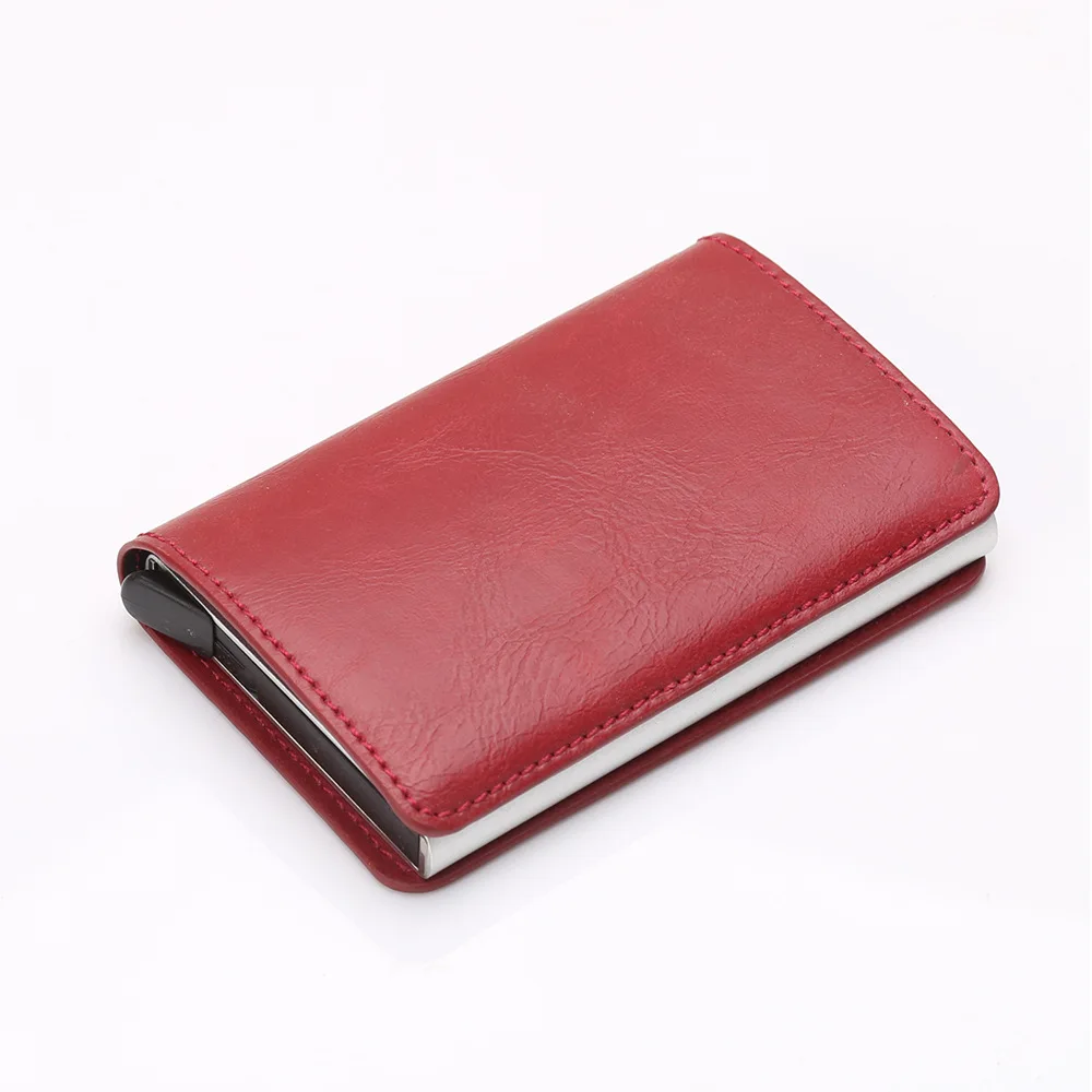 

Leather Automatic Credit Card Holder Pop Up Metal Cardcase Protection