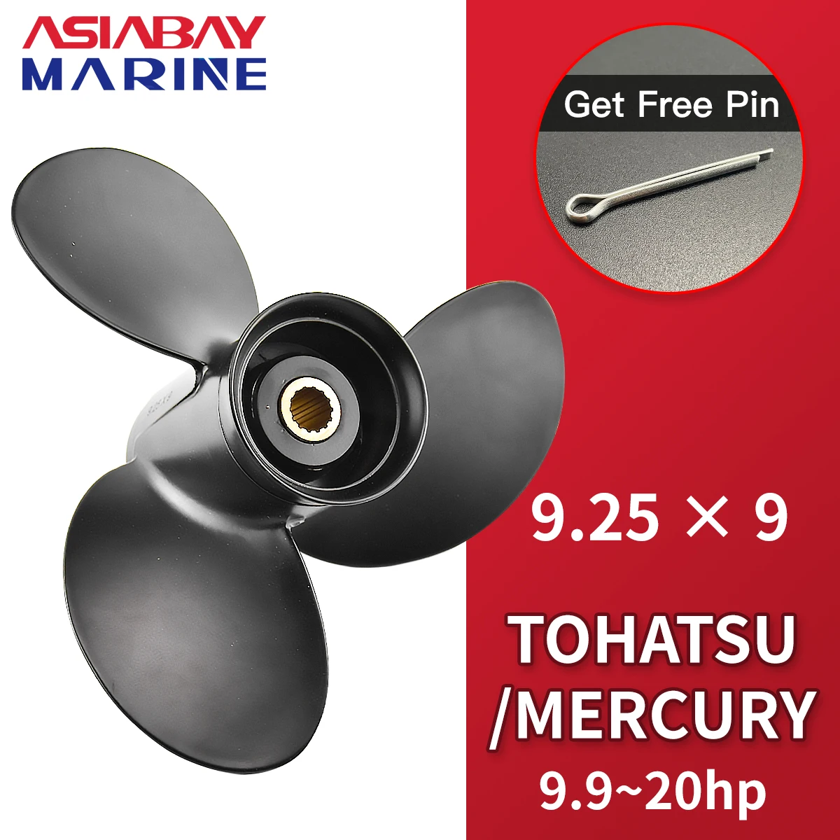 Outboard Propeller For Tohatsu Mercury 9.9hp 15hp 20hp 9.25*9 Boat Aluminum Alloy Screw 3 Blade