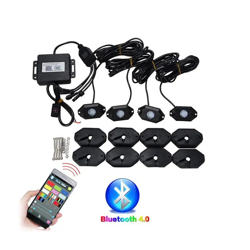 4 шт. набор RGB светодиодный свет рок с КРИ чипы автомобиля светодиодный свет Bluetooth для Jeep автомобильный внедорожник мотовездеход внедорожник 4WD Автомобиль Стайлинг
