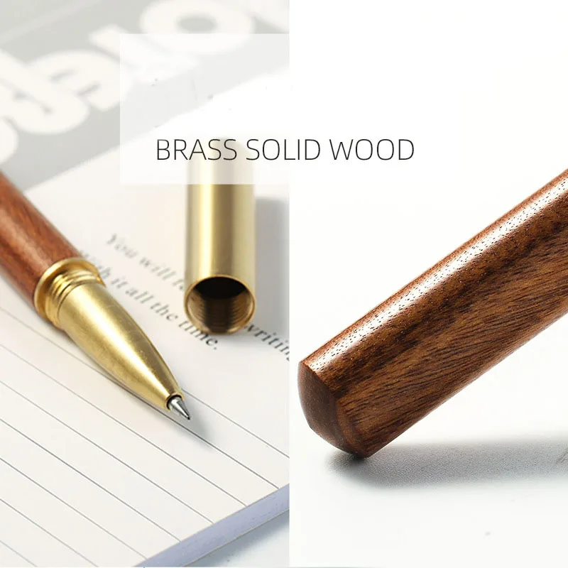 Vintage Wood Body Ballpoint Pen Brass Ball Roller Pen Metal Cap Ball Stationery School Business Gifts Supplies