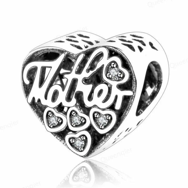 

925 Sterling Silver Charms Mother European Bead Fit Pandora Bracelets Chain DIY Pendant Charm Beads Girl Women Jewelry Making