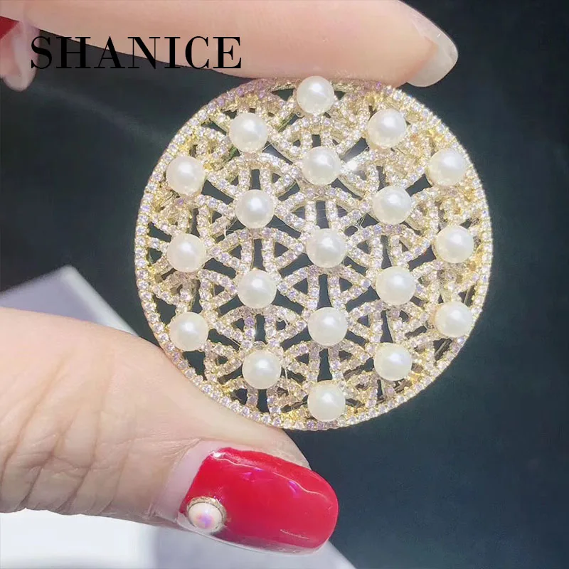 

SHANICE Round Hollow DIY Jewelry Findings Bijoux Zircon For Necklaces Tassels Connector Charm Copper Animal Micro Pave Jewelry