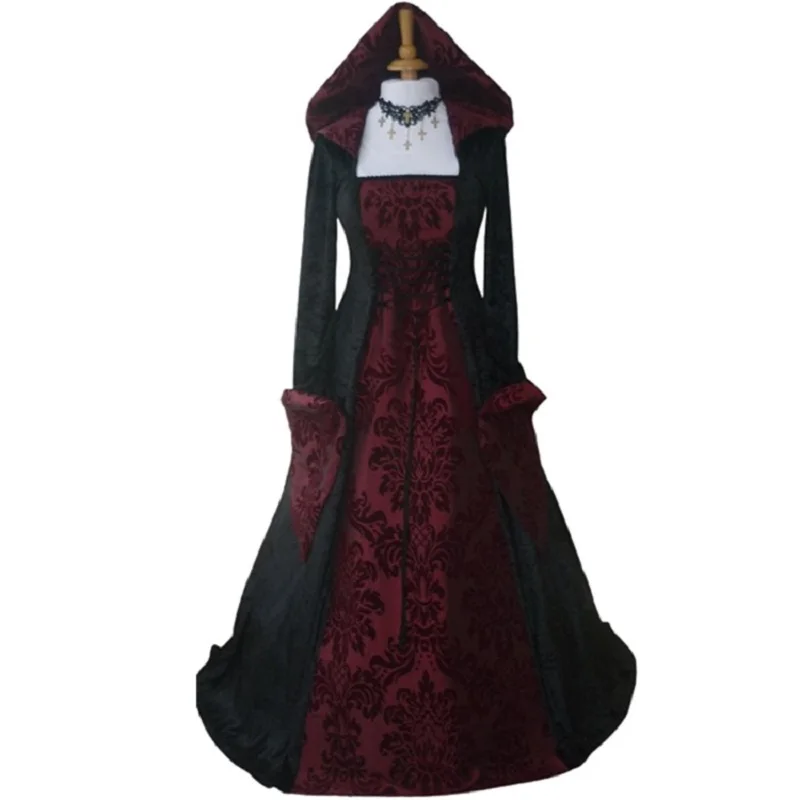Halloween Costume Wicca Witch Medieval Dress Women Adult Plus Size