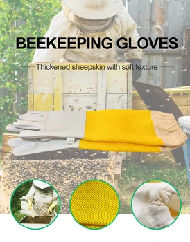 

Beekeeping Gloves Protective Sleeves Breathable Net Sheepskin Anti-Bee For Beekeeper Three Size Are Available Beekeeping Tools