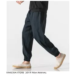 Sinicism Store мужские свободные 2019 осенние и зимние брюки китайский стиль мужской хлопок и лен брюки мужские длинные брюки оверсайз