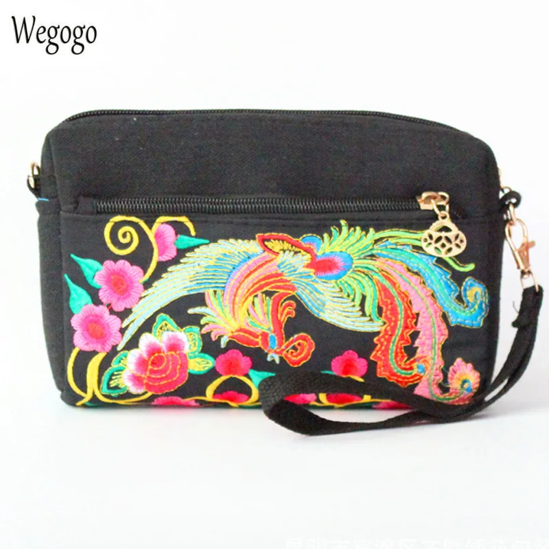 Винтажные женские сумки-мессенджеры с цветочной вышивкой Hmong три ткани на молнии