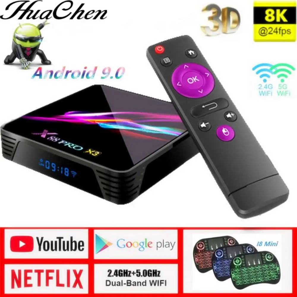 ТВ приставка X88 PRO X3 на Android 9 0 4 Гб ОЗУ четырехъядерный процессор Amlogic S905X3 1080p 4K