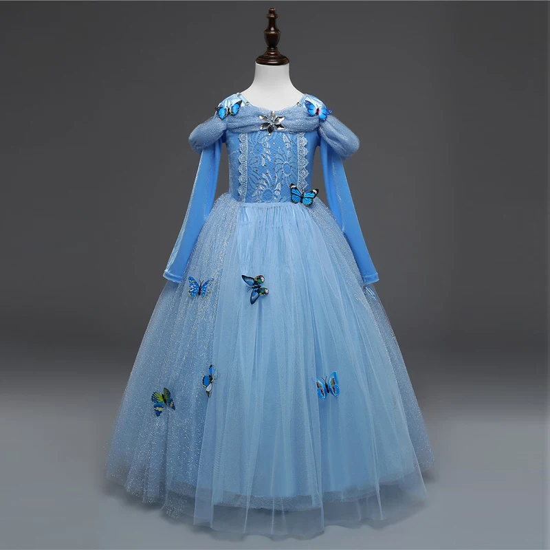 Fancy Girl Princess Dresses Beauty Belle Cosplay Costume Snow Christmas Halloween Princess Dress up Children Party Clothes