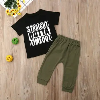 

Newborn Toddler Baby Boys 0-4Y Clothes T-shirt Tops Green Pants Outfits Clothes