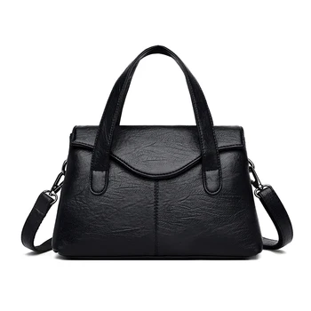 

2020 New Temperament Simple Fashion Real Sheepskin Soft Leather Women's Handbags Leisure Ladies Shoulder Crossbody Double Bag
