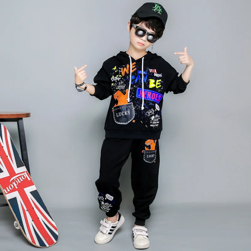 Kids Clothing Children's tracksuits Fashion Clothes Boys Cartoon Dinosaur Print Clothes for Girls 4 8 6 10 11 12 years old