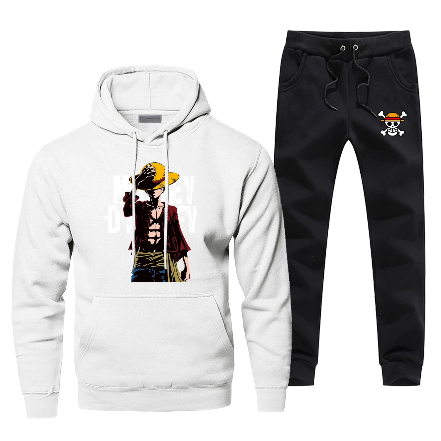 Classic Japanese Anime One Piece Sweatshirt Hoodies Monkey D.Luffy Men's Hoodie+pants Sets Casual Winter Warm Fleece Sportswear Classic Japanese Anime One Piece Sweatshirt Hoodies Monkey D.Luffy Men's Hoodie+pants Sets Casual Winter Warm Fleece Sportswear