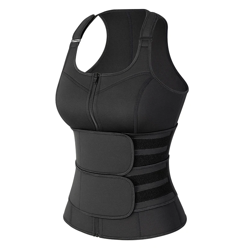 Women Sweat Neoprene Body Shaper Sauna Suit Tank Top Vest with Adjustable Shaper Waist Trainer Corset Belt Slimming Shapewear