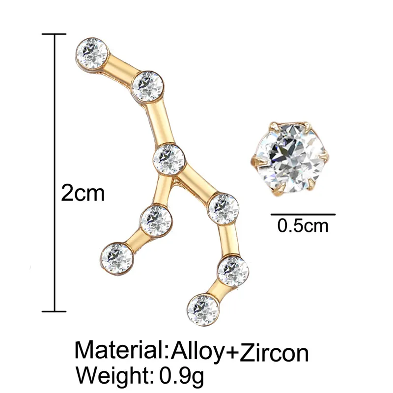 17KM 12 зодиакальное созвездие серьги-гвоздики для женщин винтажные золотые асимметричные серьги Новые звезды Модные Ювелирные изделия Подарки - Окраска металла: Virgo