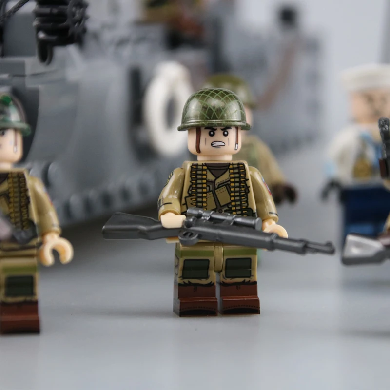 WW2 военно-морской флот США LCM3 посадки лодка «солдатики»-фигурки, строительные блоки WW2 военное оружие пистолеты части Кирпичи игрушки для детей