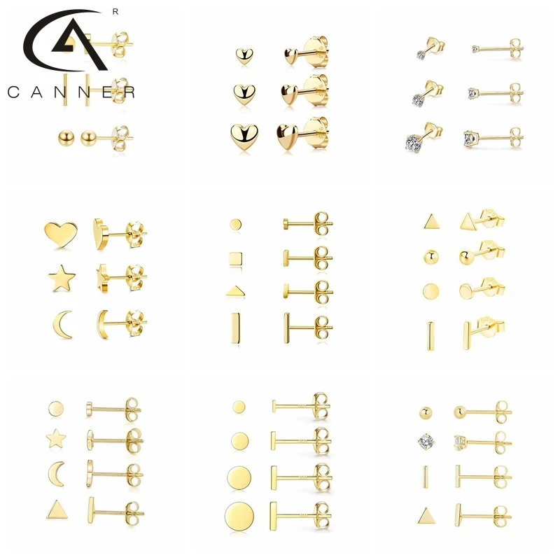 Женские мини-серьги для пирсинга CANNER серьги-гвоздики с треугольными звездами в