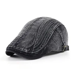 Brand Berets Hat Men Solid Color Newsboy Caps Cotton Cabbie Duckbill Ivy Flat Hat Spring Summer Herringbone Visor Sun Cap Gorras